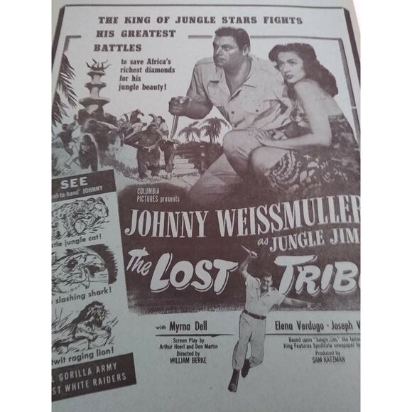 Jungle Jim The Lost Tribe Johnny Weissmuller Movie Poster 1951 Original Vintage - Picture 2 of 6